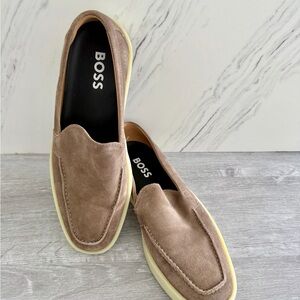 Boss Men's Taupe Suede Slip-On Loafers